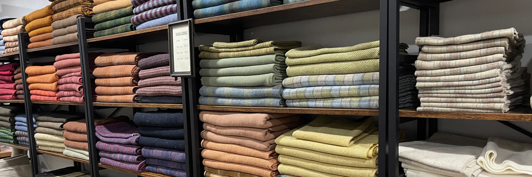 Shelves of wool at Yankee Wool Works, Sturbridge, MA